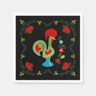 Portuguese Rooster of Luck in green colour Napkin