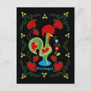 Portuguese Rooster of Luck in green colour Postcard