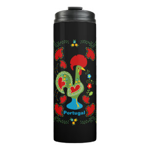 Portuguese Rooster of Luck in green Thermal Tumbler