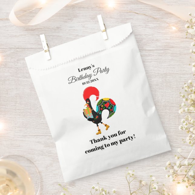 Portuguese Rooster Parade Kids Birthday Party Favour Bag (Clipped)