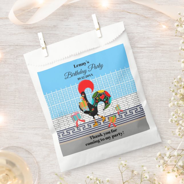 Portuguese Rooster Parade Kids Birthday Party Favour Bag (Clipped)