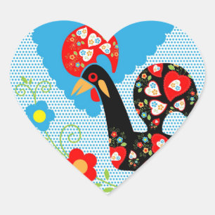 Portuguese Rooster symbol of Portugal Heart Sticker