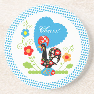 Portuguese Rooster with blue polka dots Coaster