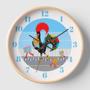 Portuguese Rooster with gifts 1st Birthday Party Clock