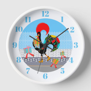 Portuguese Rooster with gifts 1st Birthday Party  Clock