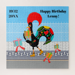 Portuguese Rooster with gifts 1st Birthday Party Jigsaw Puzzle