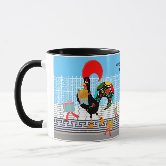 Portuguese Rooster with gifts 1st Birthday Party  Mug (Left)
