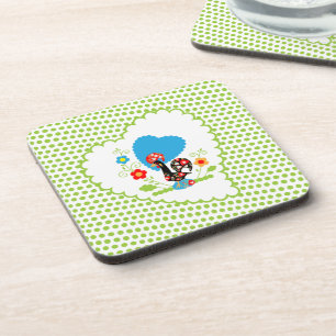Portuguese Rooster with light green polka dots. Coaster