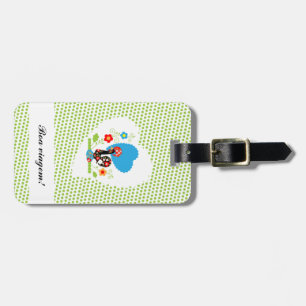 Portuguese Rooster with light green polka dots. Luggage Tag