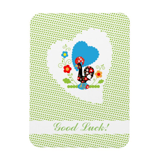Portuguese Rooster with light green polka dots. Magnet (Vertical)