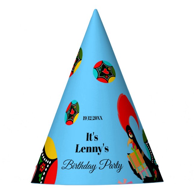 Portuguese Rooster with presents Party Hat (Front)