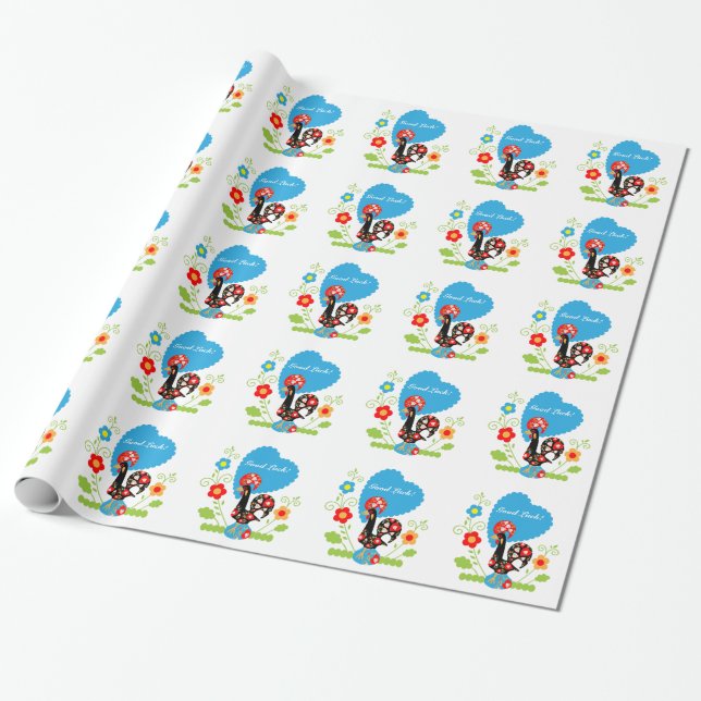 Portuguese Rooster Wrapping Paper (Unrolled)