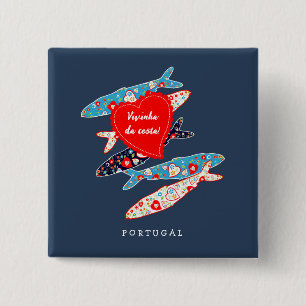 Portuguese sardines 15 cm square badge