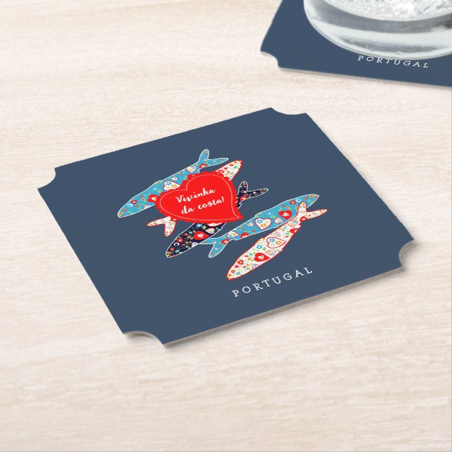 Portuguese sardines paper coaster (Angled)