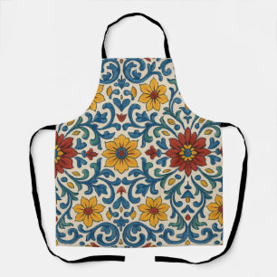 Portuguese Spanish Floral Mediterranean Pattern Apron