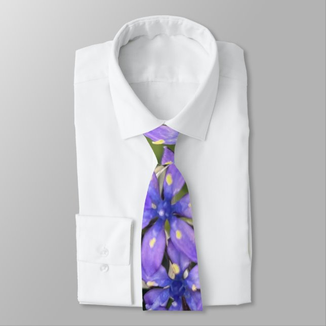 Portuguese Squill Flowers Closeup Nature Photo Tie (Tied)