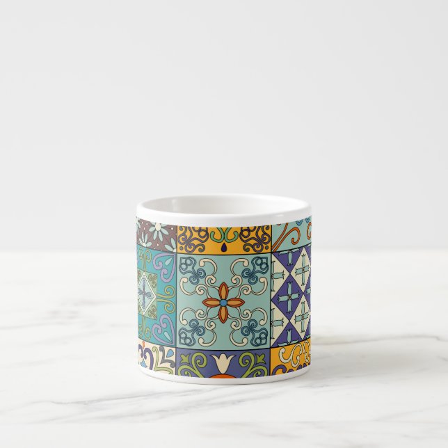 Portuguese Talavera Tile Design Espresso Cup (Front)