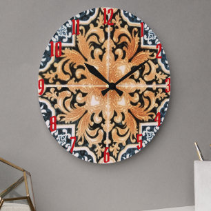 Portuguese Tile Acrylic Neutral Wall Clock