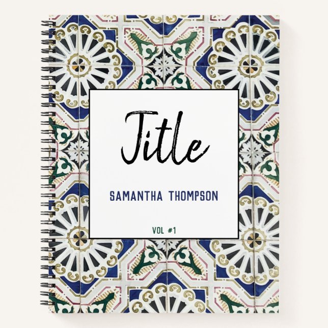 Portuguese Tile Azulejo Colourful Geometric Sketch Notebook (Front)