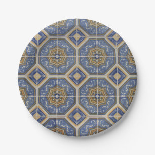 Portuguese tile paper plate