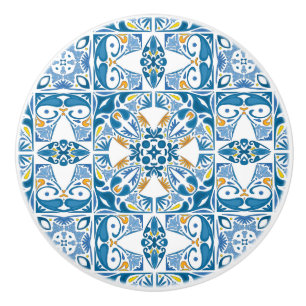Portuguese Tile Pattern Ceramic Knob