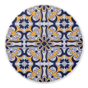 Portuguese tile pattern ceramic knob