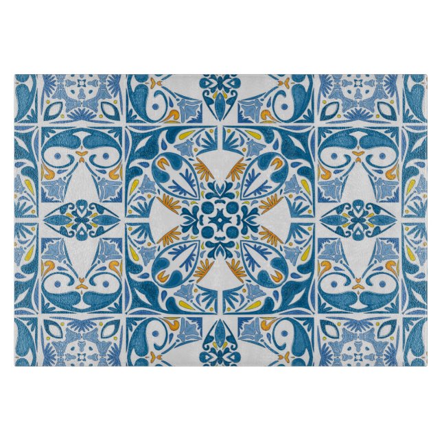 Portuguese Tile Pattern Cutting Board (Front)