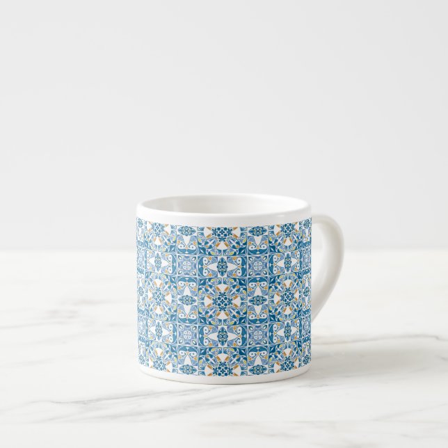 Portuguese Tile Pattern Espresso Cup (Front Right)