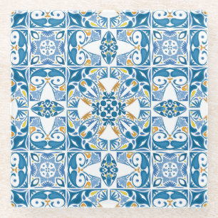 Portuguese Tile Pattern Glass Coaster
