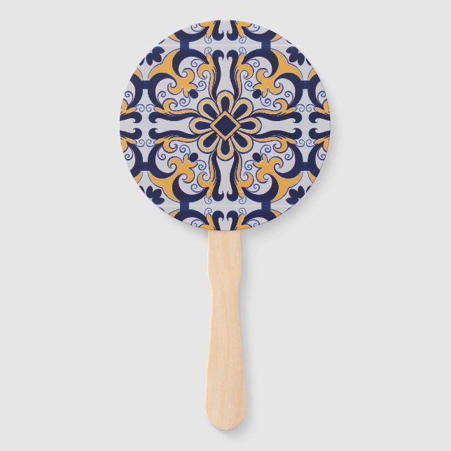 Portuguese tile pattern hand fan (Front)