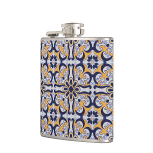 Portuguese tile pattern hip flask