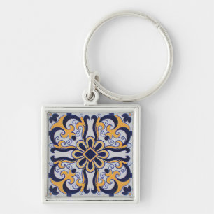 Portuguese tile pattern key ring