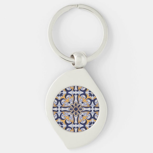 Portuguese tile pattern key ring (Front)