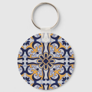 Portuguese tile pattern key ring