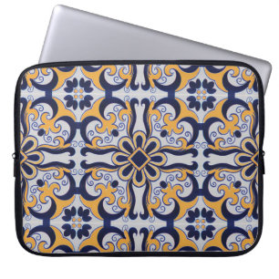 Portuguese tile pattern laptop sleeve