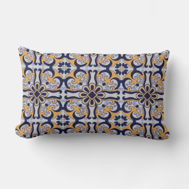 Portuguese tile pattern lumbar cushion (Front)