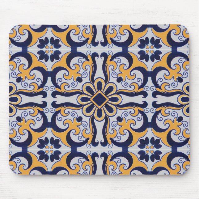 Portuguese tile pattern mouse pad (Front)