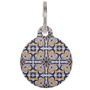 Portuguese tile pattern pet tag