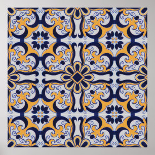 Portuguese tile pattern poster