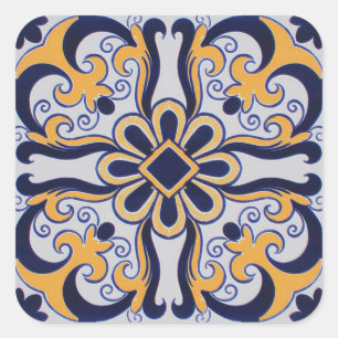 Portuguese tile pattern square sticker