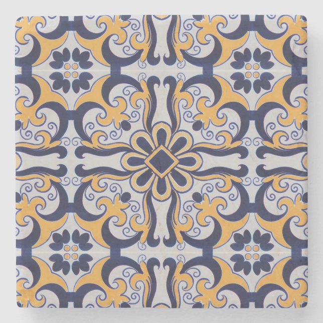 Portuguese tile pattern stone coaster (Front)