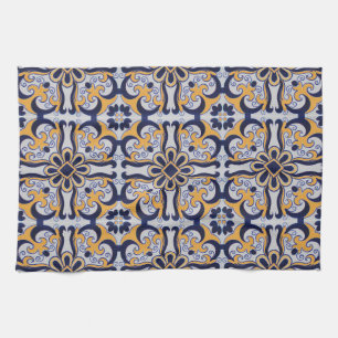 Portuguese tile pattern tea towel