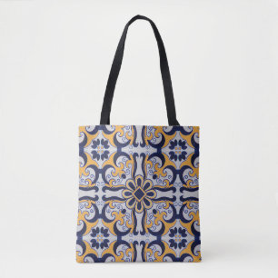 Portuguese tile pattern tote bag