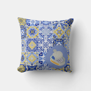 Portuguese Tiles and Sardines Cushion