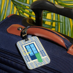 Portuguese tiles and window balcony with bird luggage tag