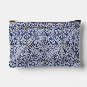 Portuguese Tiles - Azulejo Blue and White Floral Accessory Pouch