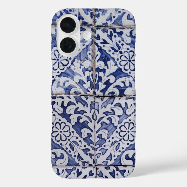 Portuguese Tiles - Azulejo Blue and White Floral Case-Mate iPhone Case (Back)