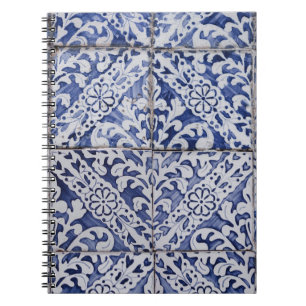 Portuguese Tiles - Azulejo Blue and White Floral Notebook