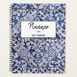 Portuguese Tiles - Azulejo Blue and White Floral Planner