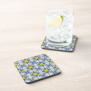 Portuguese Tiles - Azulejo Blue and Yellow Pattern Coaster